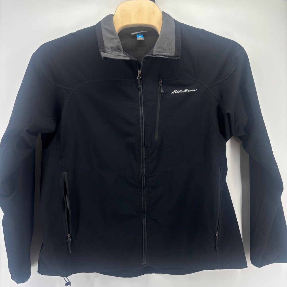Eddie Bauer First Ascent Softshell Jacket Mens XL Black Full Zip Hiking Coat